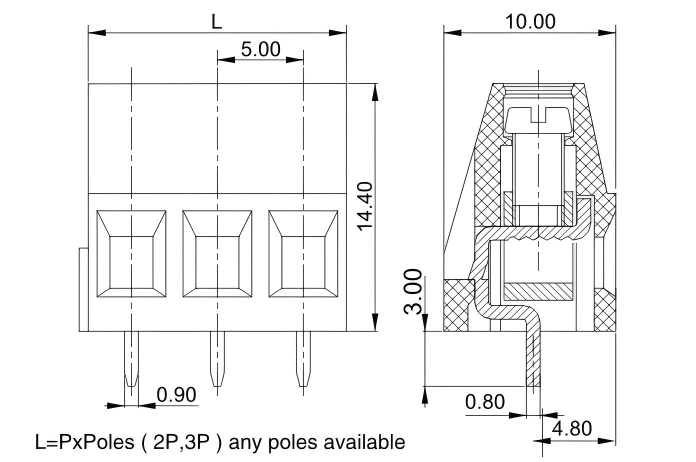 PA66 PCB Screw Terminal Connectors 