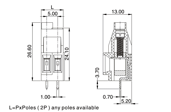 PA66 PCB Mount Screw Terminal Connectors Industrial Control