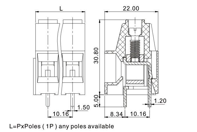 10.16mm High Current PCB Terminal Block 